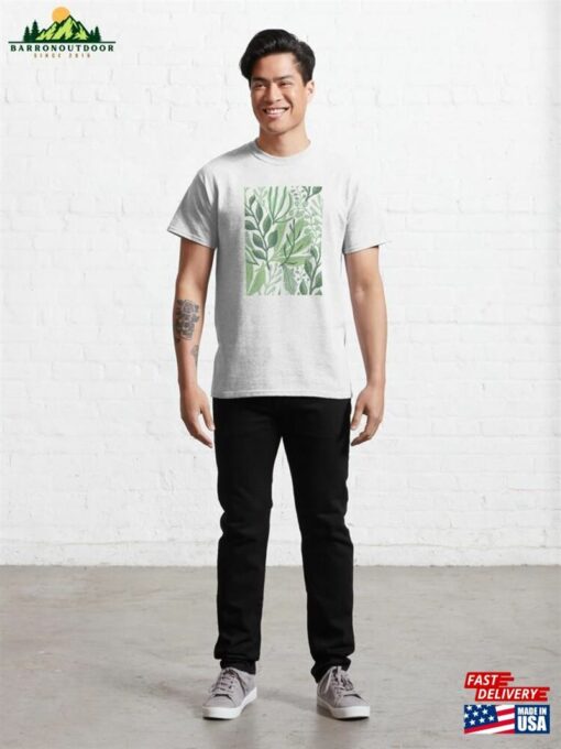 Green Flowers Branches Botanical Pattern Classic T-Shirt Hoodie