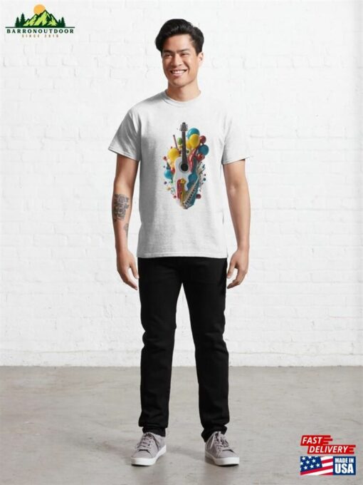 Guitar Morphing Into Musical Instruments And Baloons Classic T-Shirt Unisex