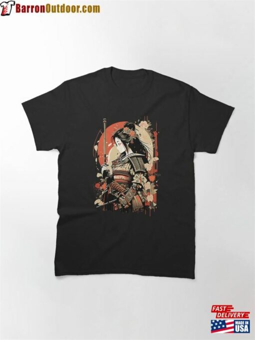 Japanese Female Samurai Warrior Retro Vintage Classic T-Shirt Unisex