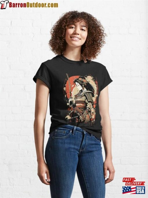 Japanese Female Samurai Warrior Retro Vintage Classic T-Shirt Unisex