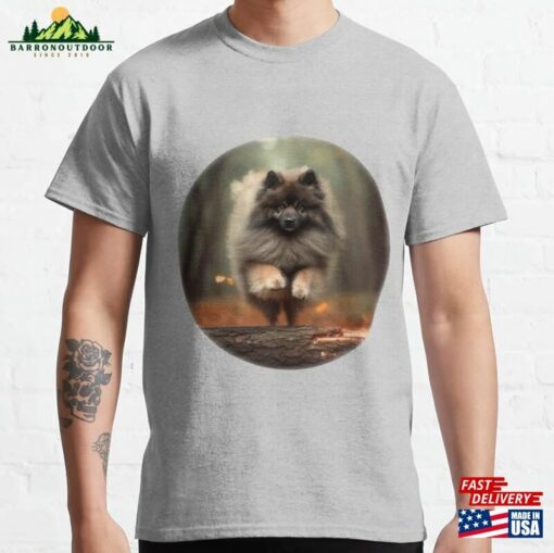 Keeshond’s Autumn Leap Furry Dog In Motion Classic T-Shirt Hoodie