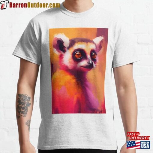 Lemur Wildlife Abstract Portrait Classic T-Shirt Hoodie Unisex