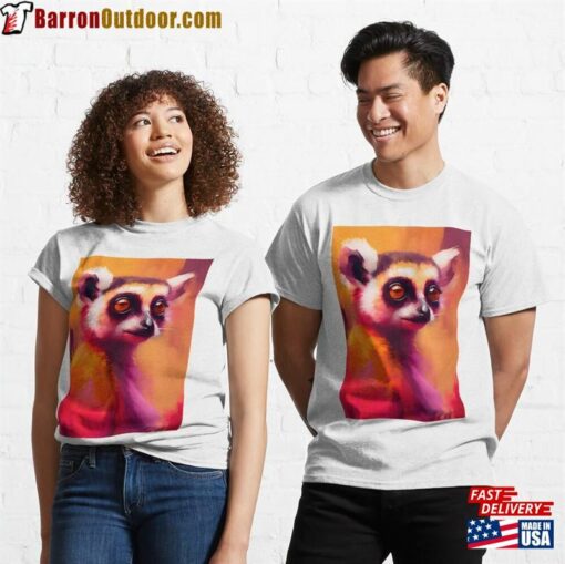 Lemur Wildlife Abstract Portrait Classic T-Shirt Hoodie Unisex