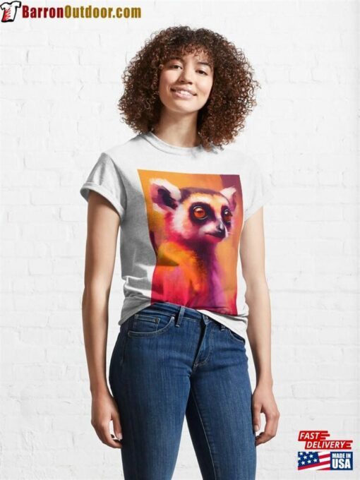 Lemur Wildlife Abstract Portrait Classic T-Shirt Hoodie Unisex