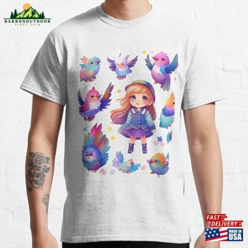 Little Cute Girl With A Birds Classic T-Shirt Hoodie