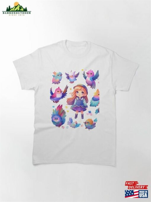 Little Cute Girl With A Birds Classic T-Shirt Hoodie