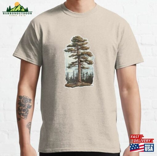 Lone Pine Tree Vintage Travel Illustration Hoodie T-Shirt