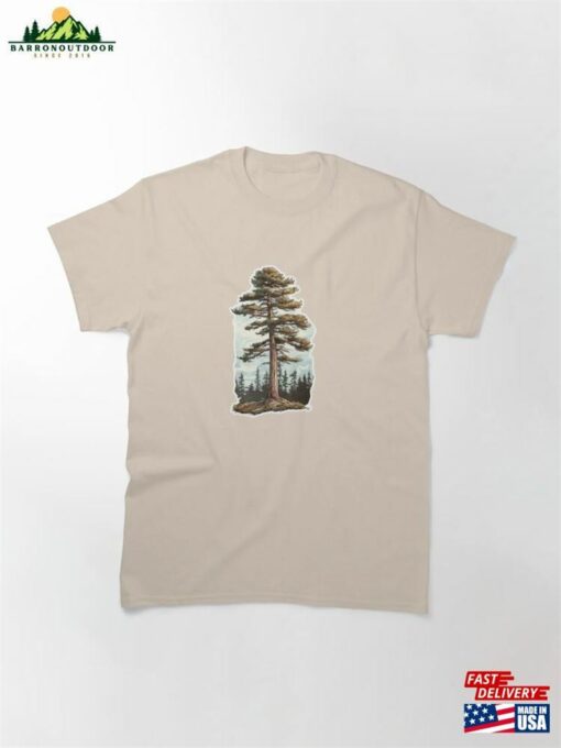 Lone Pine Tree Vintage Travel Illustration Hoodie T-Shirt