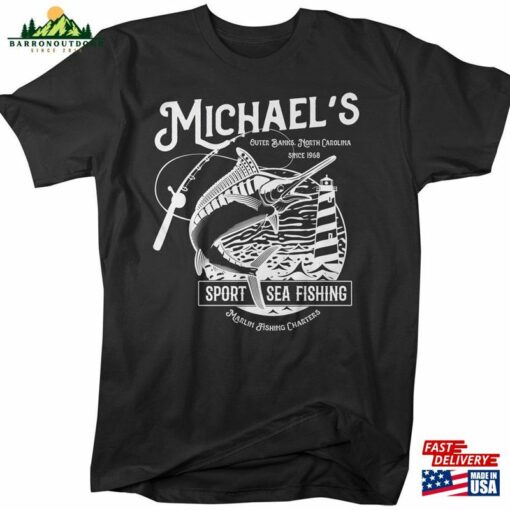 Men’s Personalized Fishing T-Shirt Deep Sea Shirts Custom Marlin Charters Shirt Vintage Tee Sweatshirt