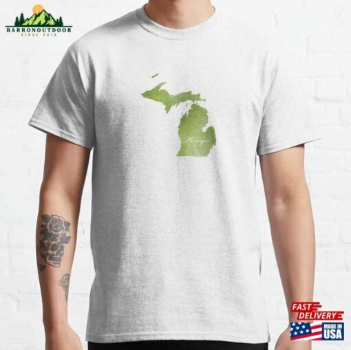 Michigan Watercolor (Green) Classic T-Shirt Hoodie Sweatshirt