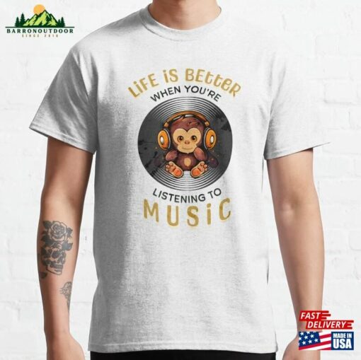 Music Monkey With Headphones Classic T-Shirt Unisex