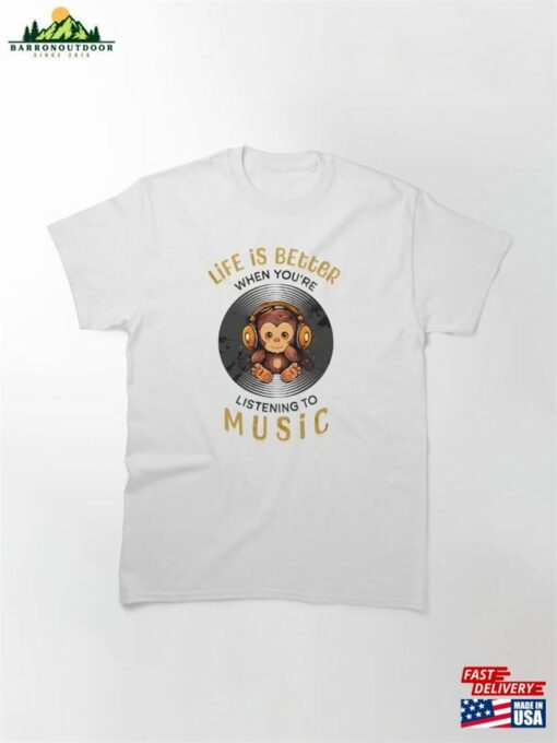 Music Monkey With Headphones Classic T-Shirt Unisex