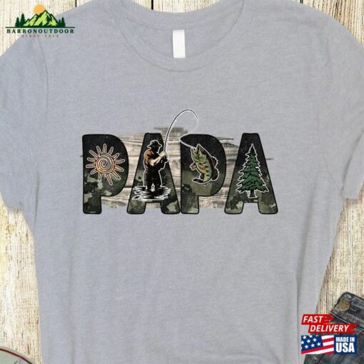 Papa Custom Shirt Fathers Day T-Shirt Fishing Daddy Unisex Classic