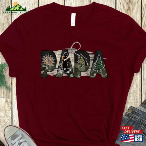 Papa Custom Shirt Fathers Day T-Shirt Fishing Daddy Unisex Classic