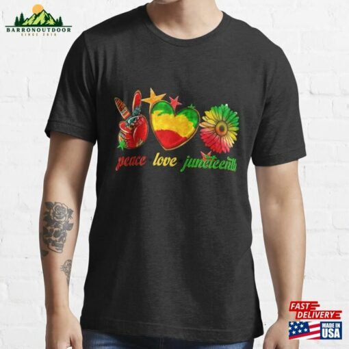 Peace Love Juneteenth Sunflower Pride Black History Essential T-Shirt Unisex Hoodie