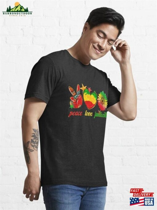 Peace Love Juneteenth Sunflower Pride Black History Essential T-Shirt Unisex Hoodie