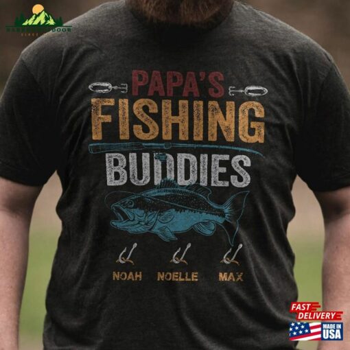 Personalize Custom Name Kids Papa Dad Grandpa Fishing Buddies Sweatshirt Classic Unisex