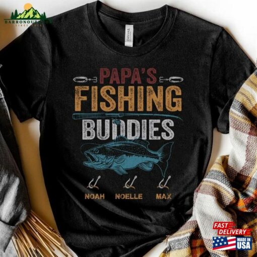 Personalize Custom Name Kids Papa Dad Grandpa Fishing Buddies Sweatshirt Classic Unisex