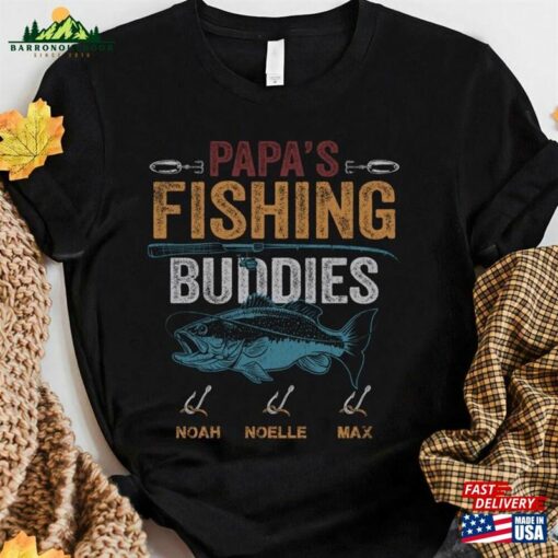 Personalize Custom Name Kids Papa Dad Grandpa Fishing Buddies Sweatshirt Classic Unisex