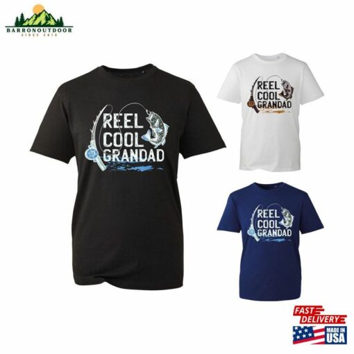 Reel Cool Grandad T-Shirt Funny Dad Fishing Fisherman Lover Men Classic