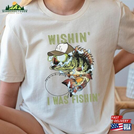 Retro Wishing I Was Fishing Shirt Dad T-Shirt Fisherman Sweatshirt Hoodie Classic