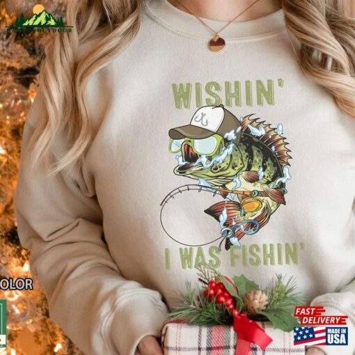 Retro Wishing I Was Fishing Shirt Dad T-Shirt Fisherman Sweatshirt Hoodie Classic