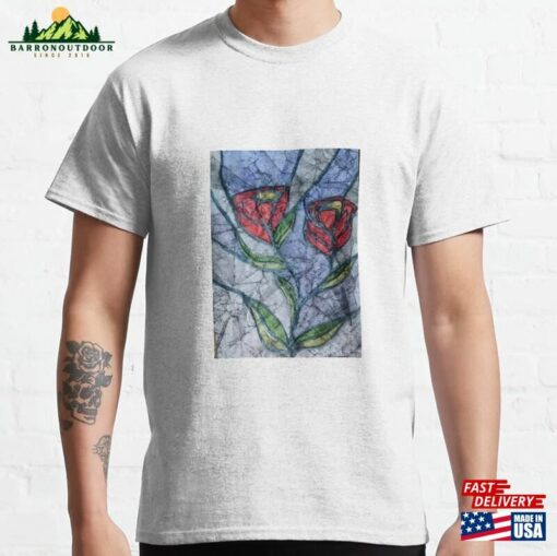 Roses Stained Glass Batik Classic T-Shirt Hoodie