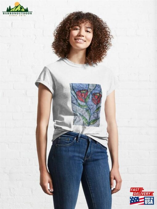 Roses Stained Glass Batik Classic T-Shirt Hoodie