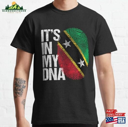 Saint Kitts And Nevis Its In My Dna Gift For From Strand Thumbprint With Flag Classic T-Shirt Hoodie