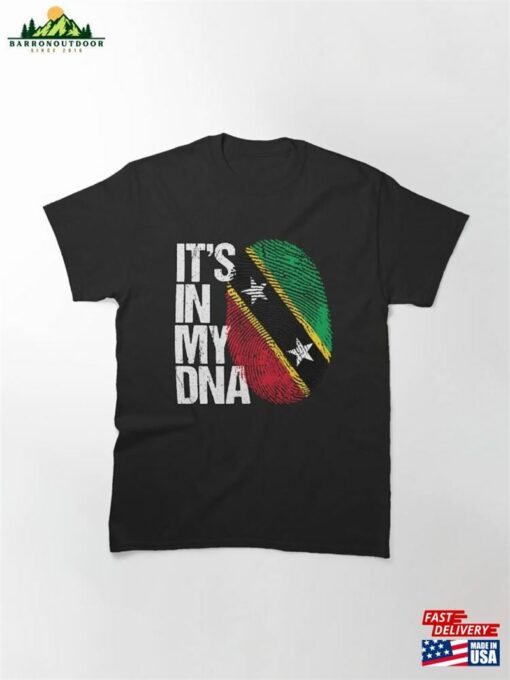 Saint Kitts And Nevis Its In My Dna Gift For From Strand Thumbprint With Flag Classic T-Shirt Hoodie