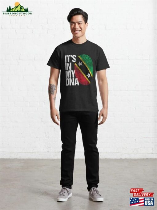 Saint Kitts And Nevis Its In My Dna Gift For From Strand Thumbprint With Flag Classic T-Shirt Hoodie