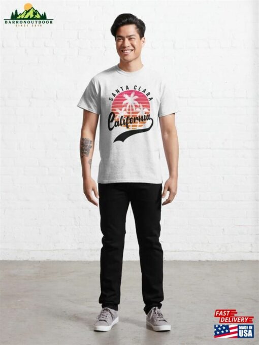 Santa Clara Retro Sunset And Palm Trees Classic T-Shirt Unisex