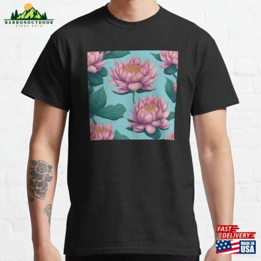 Seamless Vietnamese Lotus Flowers Classic T-Shirt Sweatshirt