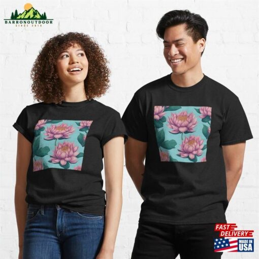 Seamless Vietnamese Lotus Flowers Classic T-Shirt Sweatshirt