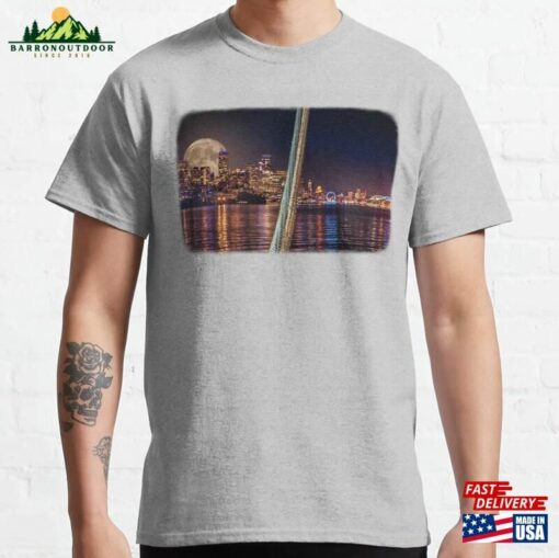 Seattle Night Skyline From P 90 Classic T-Shirt Hoodie