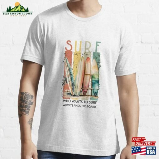 Surf Board Retro Art Work Essential T-Shirt Classic Sweatshirt