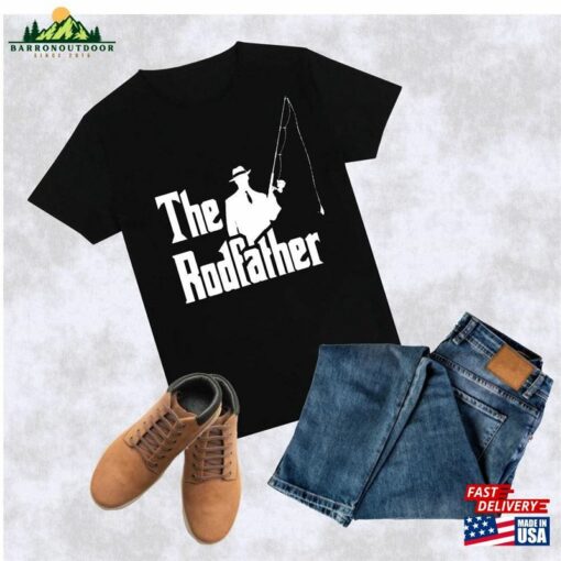 The Rodfather Funny Spoof T-Shirt Retro For Dad Fishing Lover Novelty Men Sweatshirt