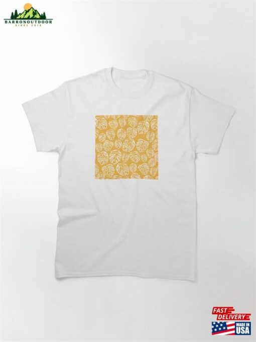 Tropical Monstera Illustration Yellow Pattern Classic T-Shirt