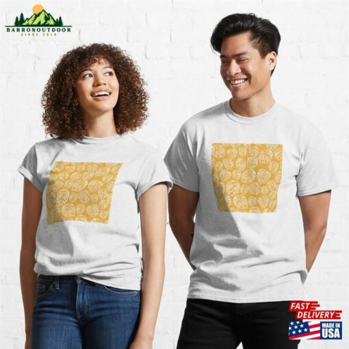 Tropical Monstera Illustration Yellow Pattern Classic T-Shirt