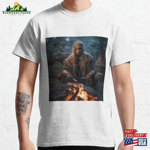 Viking Girl In The Forest By A Campfire #02 Classic T-Shirt Sweatshirt