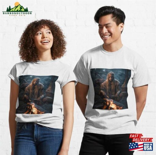 Viking Girl In The Forest By A Campfire #02 Classic T-Shirt Sweatshirt