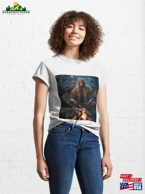 Viking Girl In The Forest By A Campfire #02 Classic T-Shirt Sweatshirt