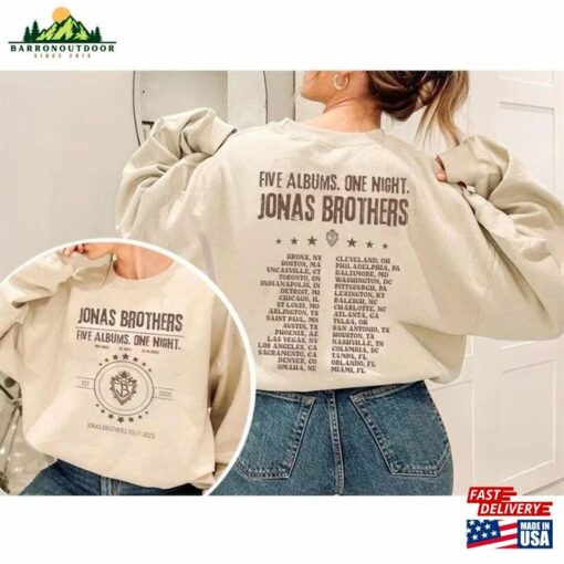 Vintage Jonas Brothers Band T-Shirt Five Albums One Night Tour Tee 2023 Sweatshirt Classic