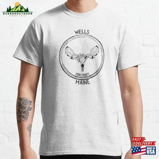 Wells Maine Moose Skull Classic T-Shirt Unisex