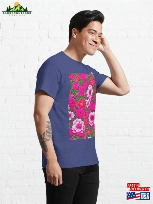 Whimsical Pink Flowers In Bloom Classic T-Shirt