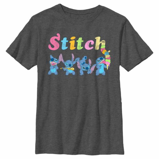 Boy_s Lilo & Stitch Colorful Action Poses Stitch T-Shirt