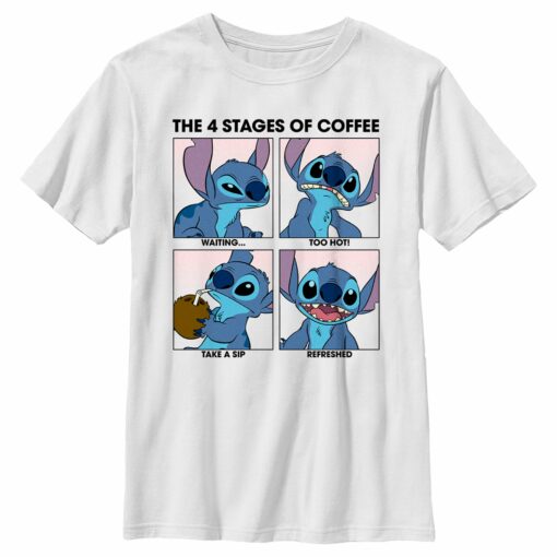 Boy_s Lilo & Stitch The 4 Stages of Coffee T-Shirt