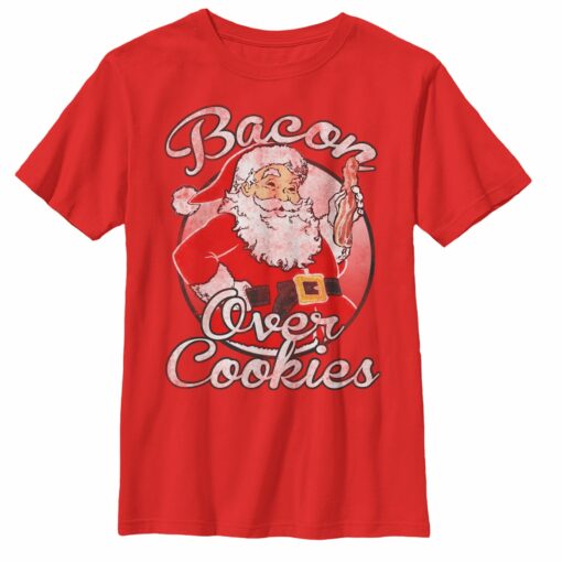 Boy_s Lost Gods Christmas Bacon Over Cookies T-Shirt