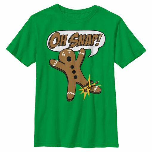 Boy_s Lost Gods Christmas Oh Snap Gingerbread Man T-Shirt