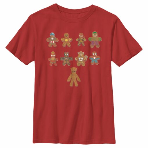 Boy_s Marvel Christmas Gingerbread Cookie Avengers T-Shirt